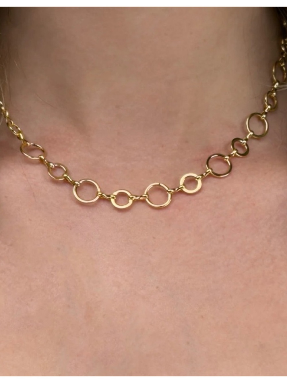 Oshena Aurora Choker Triple Gold Plated Link Circle Choker Necklace Beachwear